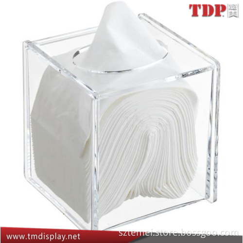 factory custom made wholesale new deluxe design cube santa tissue paper box clear acrylic tissue box with hinged lid